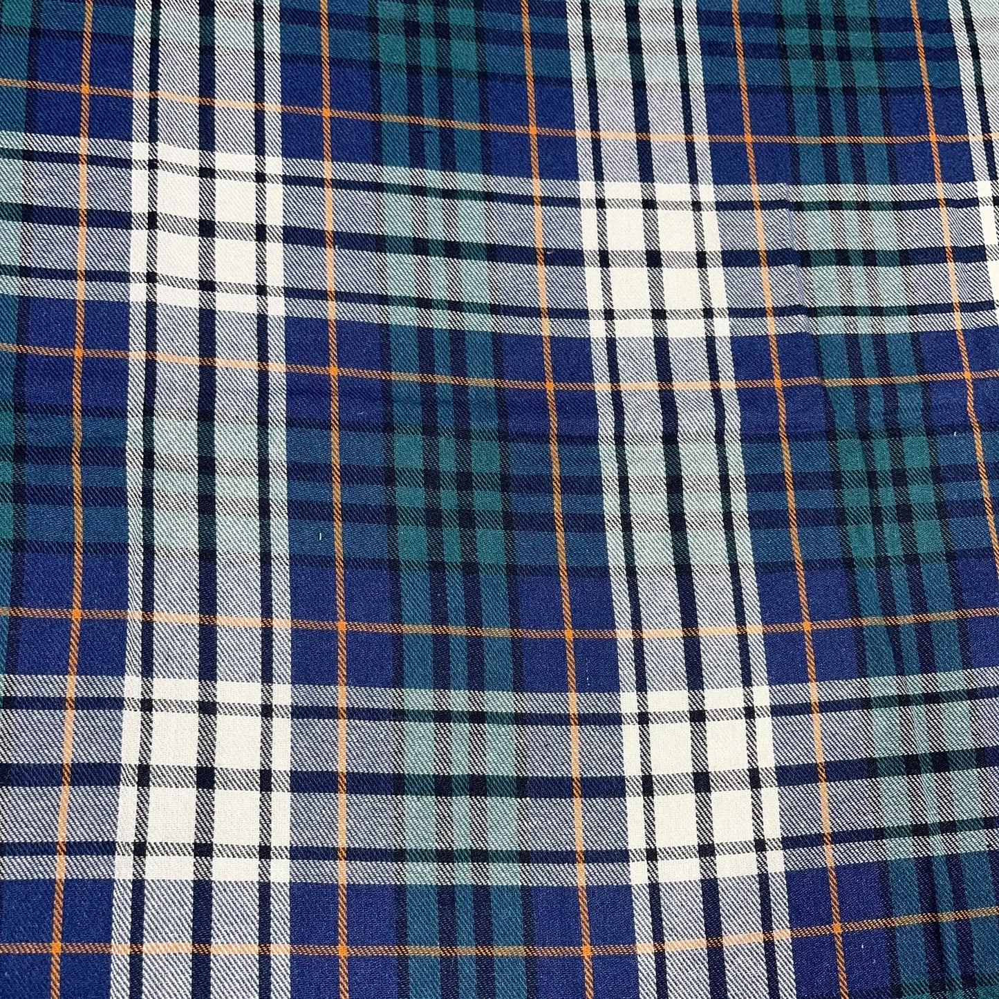 Blue Green Tartan Brushed Cotton Fabric 58" Wide – Soft Plaid Check Fabric By The Metre