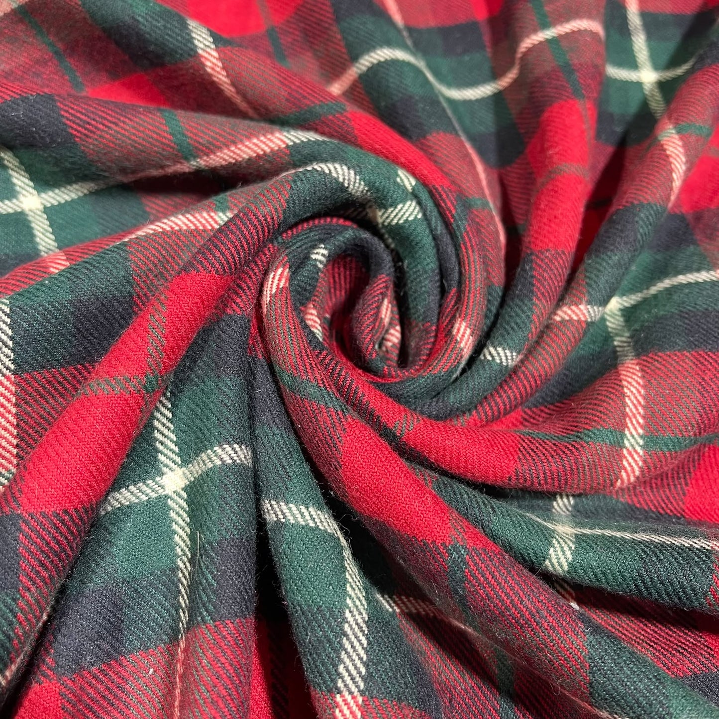 Red Green Tartan Brushed Cotton Fabric 58" Wide – Soft Plaid Check Dressmaking Fabric By The Metre