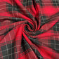 Red Black Tartan Viscose Fabric – Classic Plaid Check Dressmaking Clothing Fabric 58" Wide By The Metre