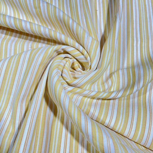 Golden Meadow Stripe 100% Cotton Striped Linen Dressmaking Quilting Crafts Sewing Fabric 58" Wide By The Meter