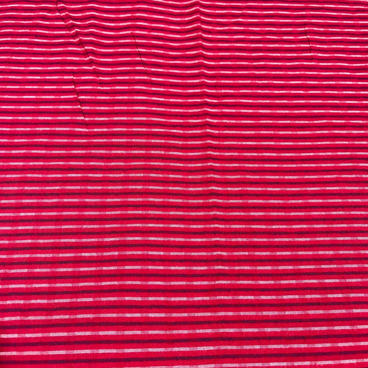 Raspberry Red Pinstripe 100% Cotton Striped Linen Dressmaking Quilting Crafts Sewing Fabric 58" Wide By The Meter