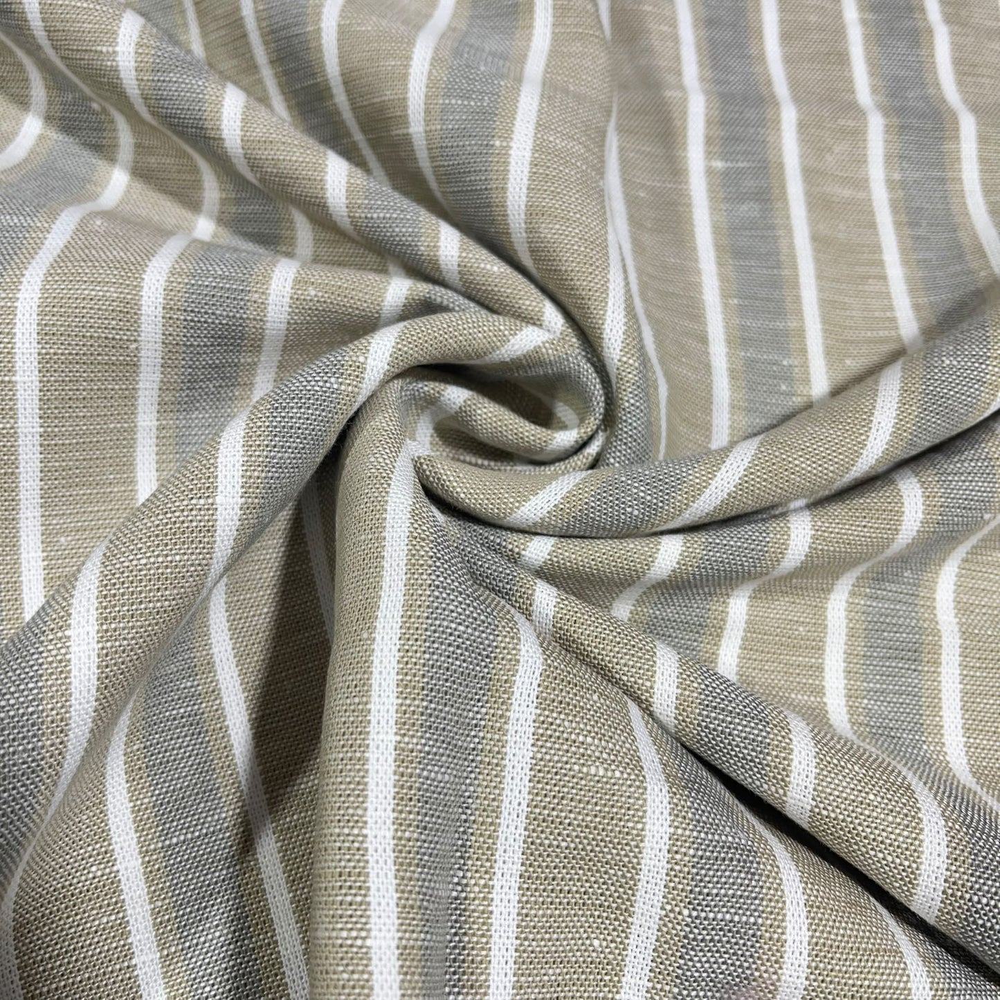 Natural Oatmeal Stripe 100% Cotton Striped Linen Dressmaking Quilting Crafts Sewing Fabric 58" Wide By The Meter