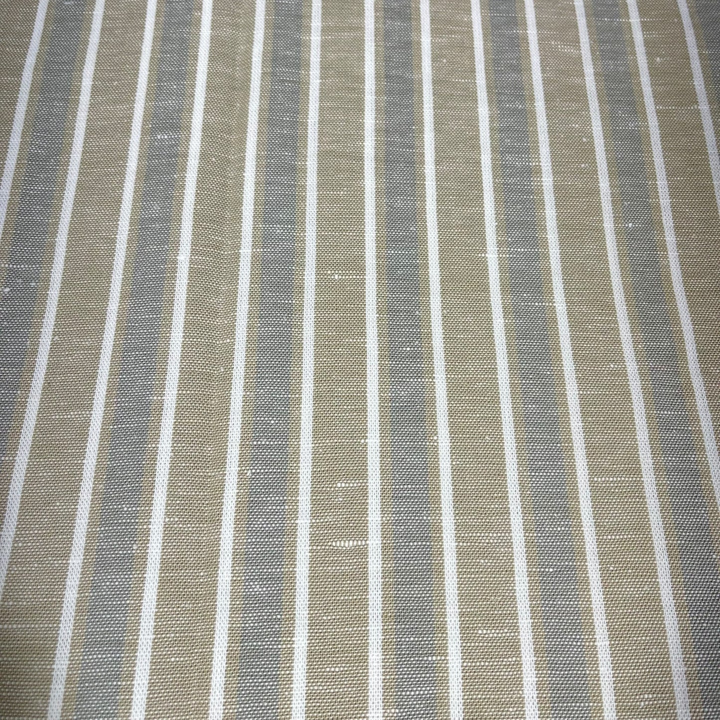 Natural Oatmeal Stripe 100% Cotton Striped Linen Dressmaking Quilting Crafts Sewing Fabric 58" Wide By The Meter