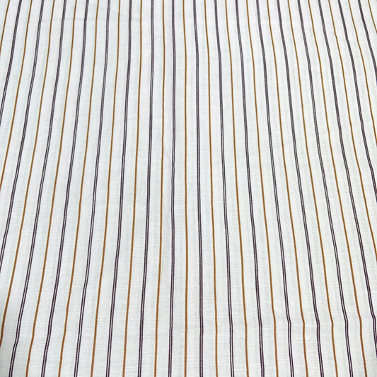 Blush & Ochre Stripe 100% Cotton Striped Linen Dressmaking Quilting Crafts Sewing Fabric 58" Wide By The Meter