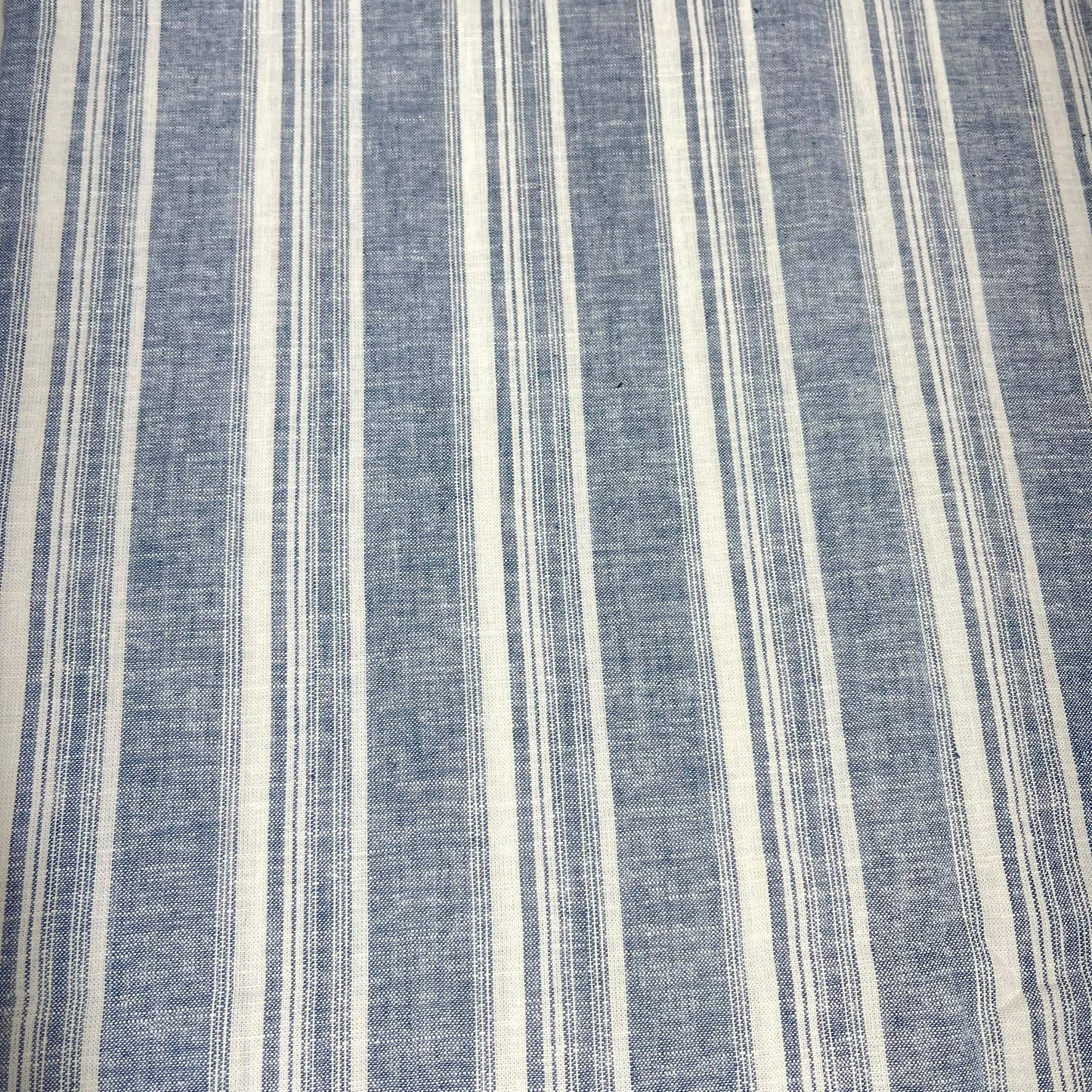 Denim Blue Heritage Stripe 100% Cotton Striped Linen Dressmaking Quilting Crafts Sewing Fabric 58" Wide By The Meter