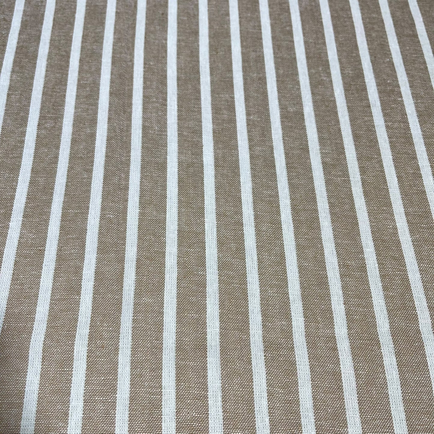 Taupe Classic Stripe 100% Cotton Striped Linen Dressmaking Quilting Crafts Sewing Fabric 58" Wide By The Meter