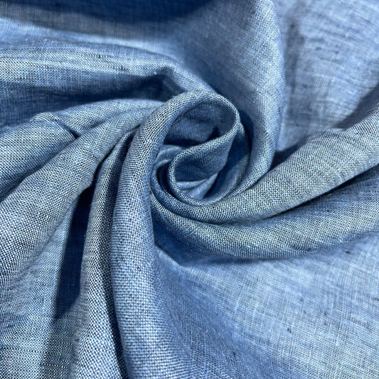 Denim Blue 100% Pure Linen Dressmaking, Sewing, Costume Fabric 58" Wide By The Meter