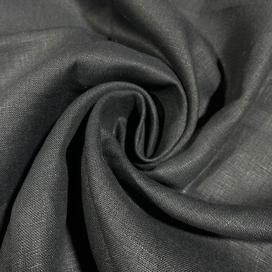 Black 100% Pure Linen Dressmaking, Sewing, Costume Fabric 58" Wide By The Meter