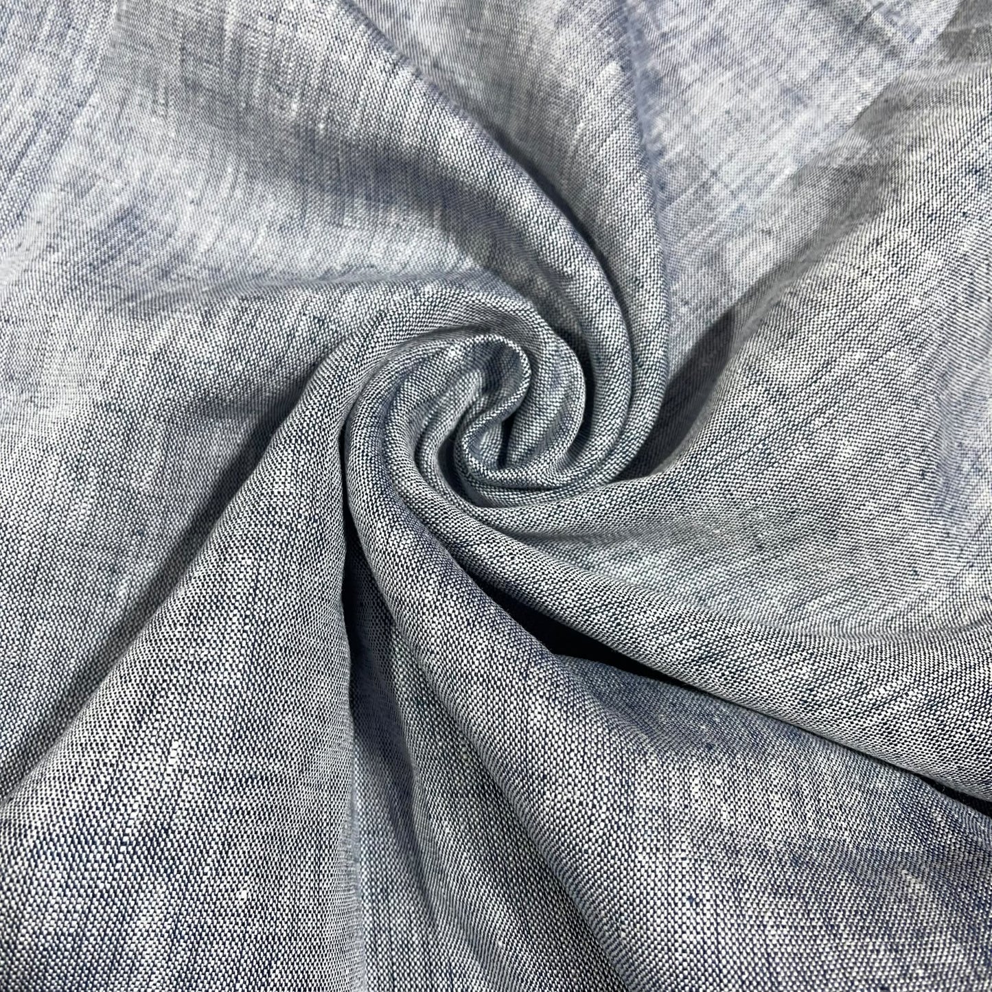Chambray Blue 100% Pure Linen Dressmaking, Sewing, Costume Fabric 58" Wide By The Meter