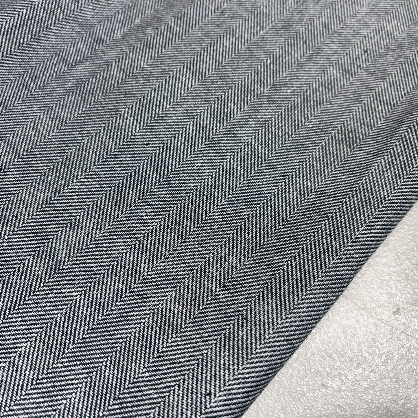 Grey Herringbone Weave Stripe 100% Pure Linen Dressmaking, Sewing, Costume Fabric 58" Wide By The Meter
