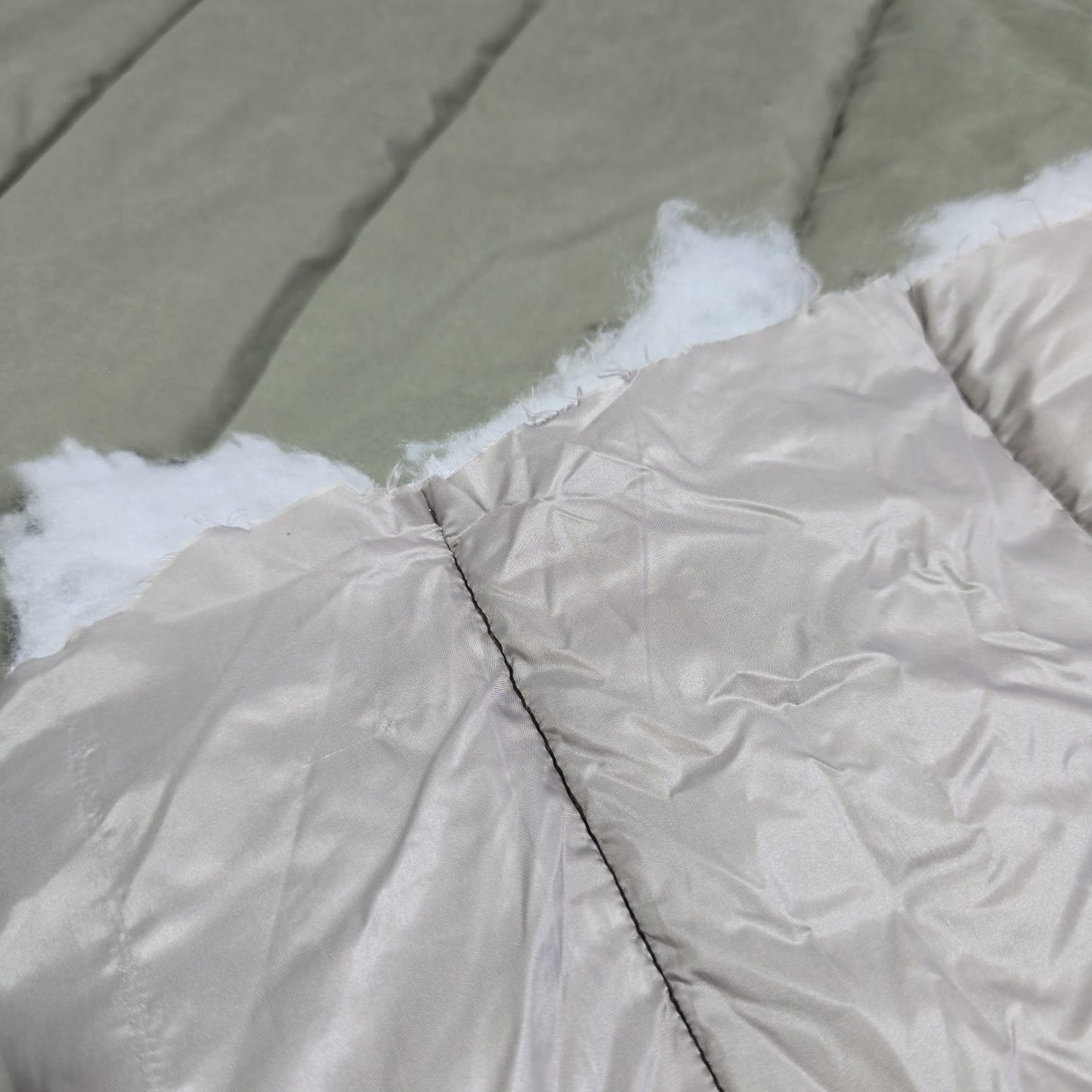 Designer Deadstock Khaki Water Resistant Pre-Quilted Polyester Fabric – Padded Jacket & Coat Material 150cm Wide By The Metre