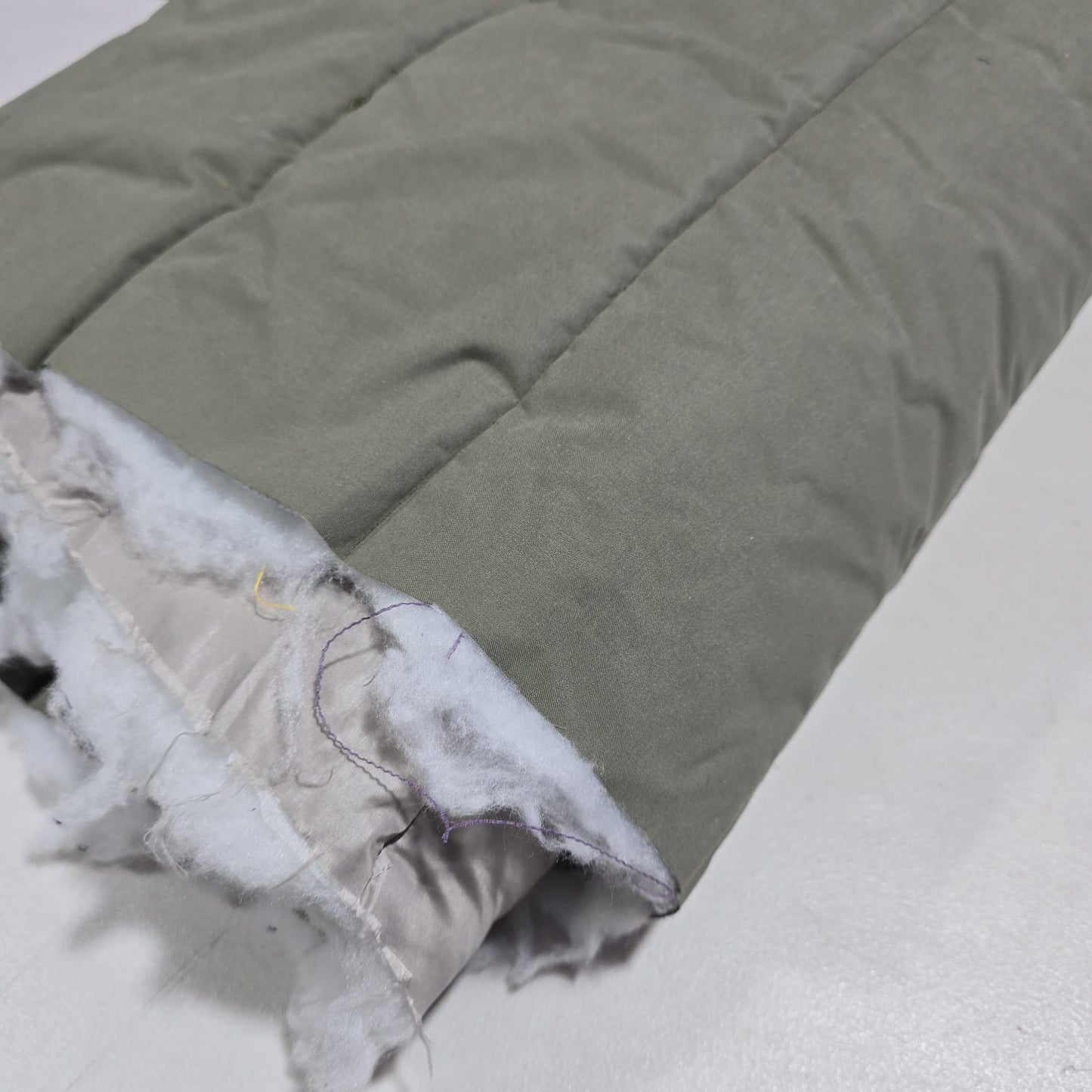 Designer Deadstock Khaki Water Resistant Pre-Quilted Polyester Fabric – Padded Jacket & Coat Material 150cm Wide By The Metre