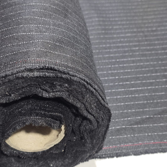 Black Pinstripe Polyester Suiting Fabric 58" Wide – Tailoring Blazer Trouser Waistcoat Dress Material By The Metre