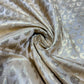 Golden Leaf Jacquard Banarasi Brocade Bridal, Dressmaking, Costume Fabric 44" Wide By The Meter