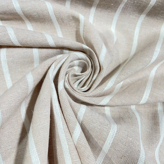 Stone & Ivory Stripe Linen Viscose Dress Fabric 58" Wide – Deadstock Clothing Fabric By The Metre