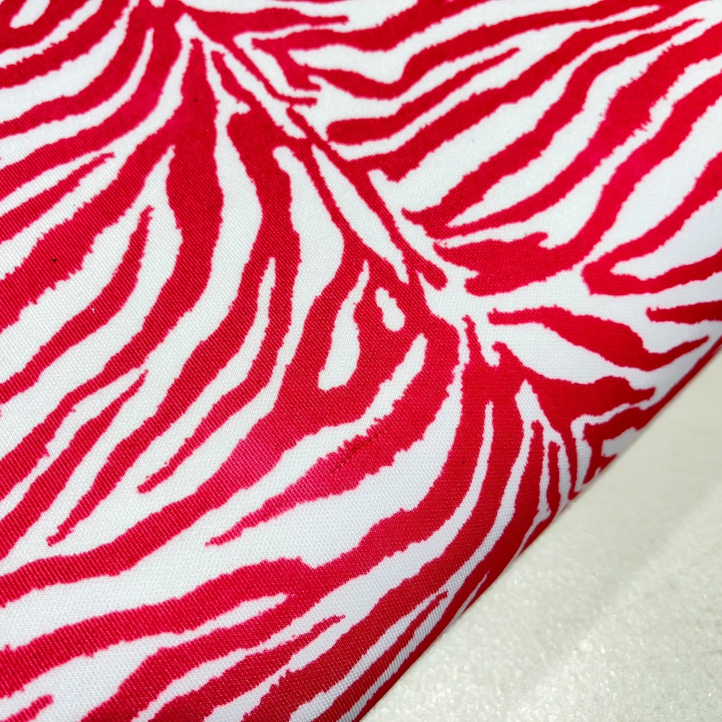 Red & White Zebra Print Scuba Fabric 58" Wide – Animal Print Stretch Dress Fabric By The Metre