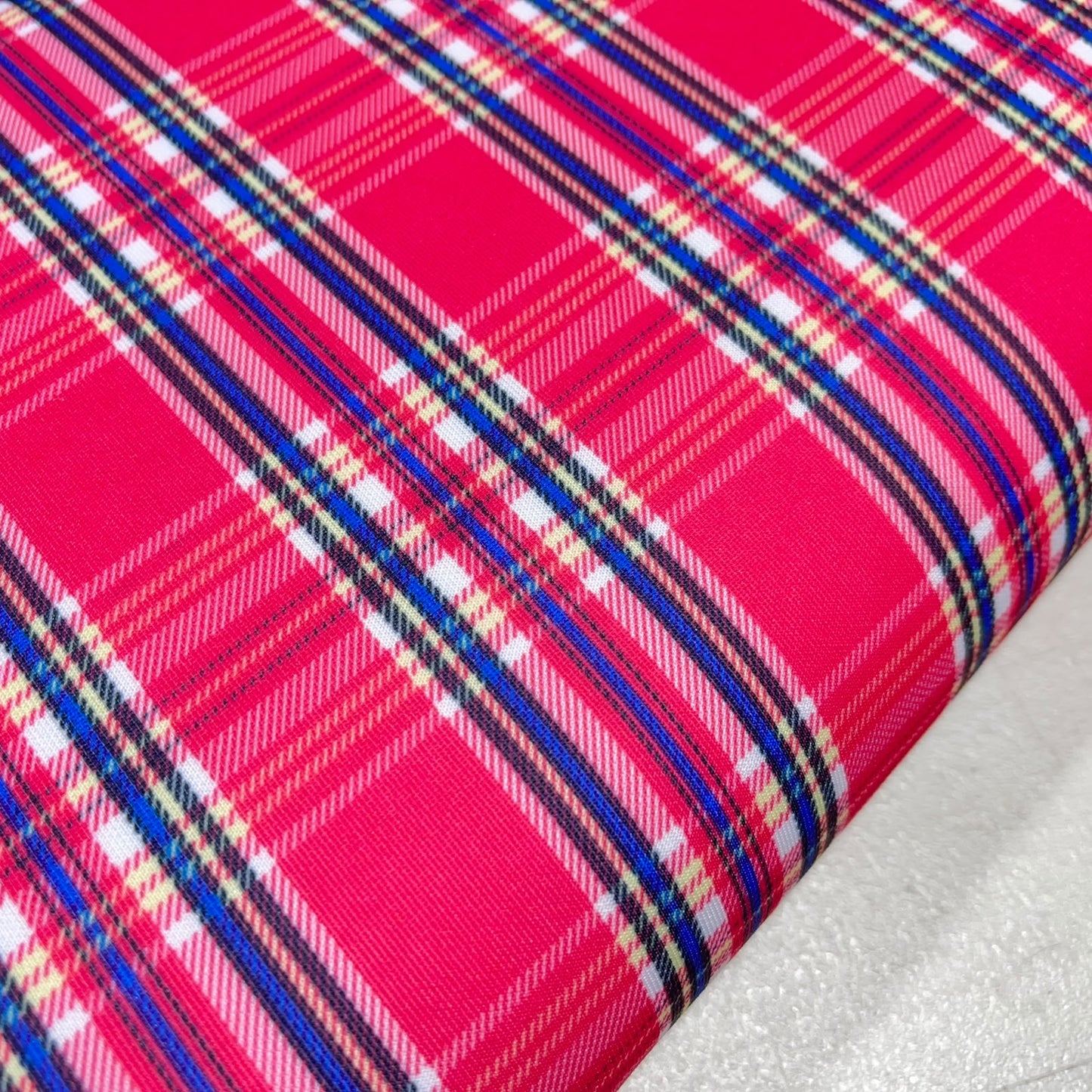 Red Tartan Check Scuba Fabric 58" Wide – Classic Plaid Checked Stretch Dress Fabric By The Metre