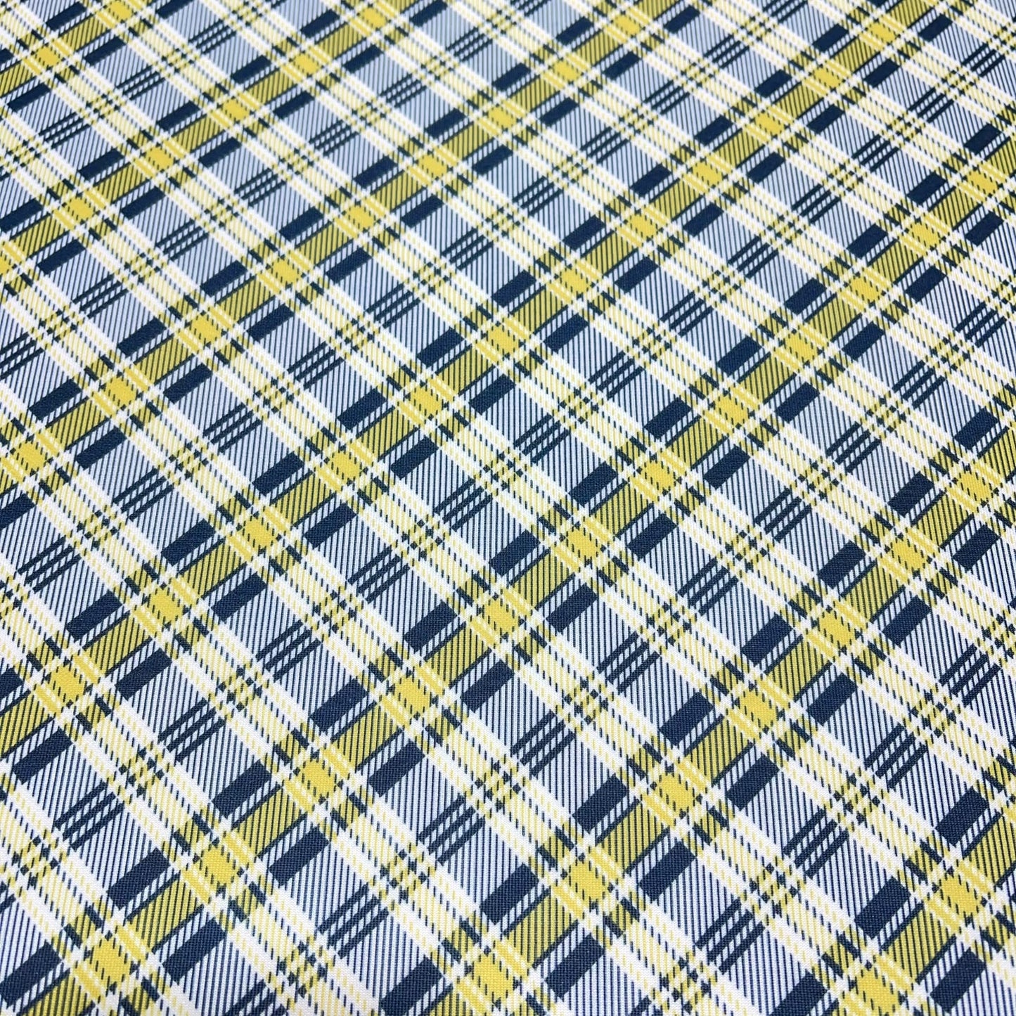 Yellow Navy Tartan Check Scuba Fabric 58" Wide – Plaid Stretch Dressmaking Fabric By The Metre