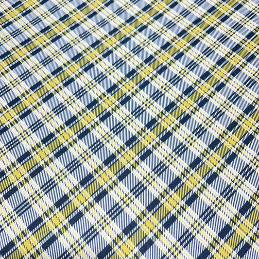 Yellow Navy Tartan Check Scuba Fabric 58" Wide – Plaid Stretch Dressmaking Fabric By The Metre