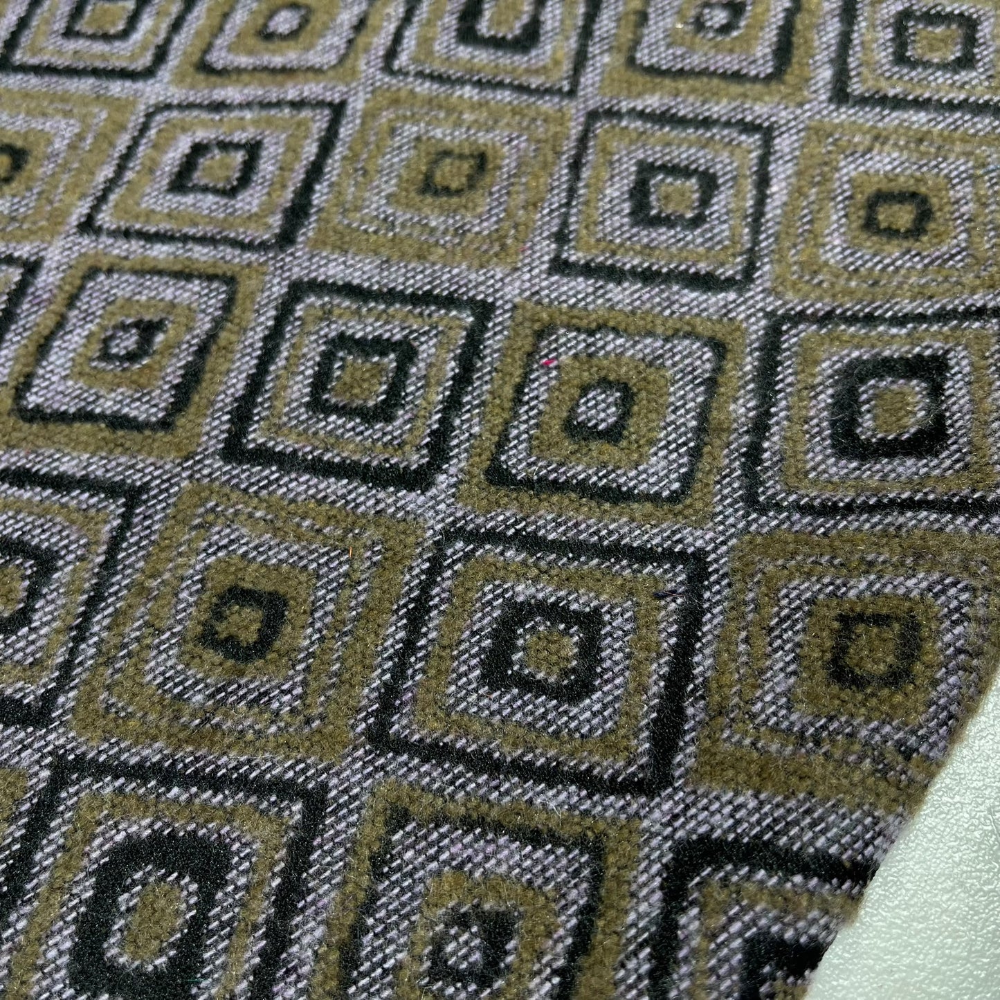 Misty Lilac & Olive Jacquard Italian Wool Blend Fabric – Premium Coat, Jacket, Dress & Costume Material – 58" Wide