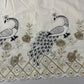 Cotton Embroidery Fabric Floral Golden Zari Metallic Dress Craft Material 44" Wide