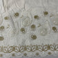 Cotton Embroidery Fabric Floral Golden Zari Metallic Dress Craft Material 44" Wide