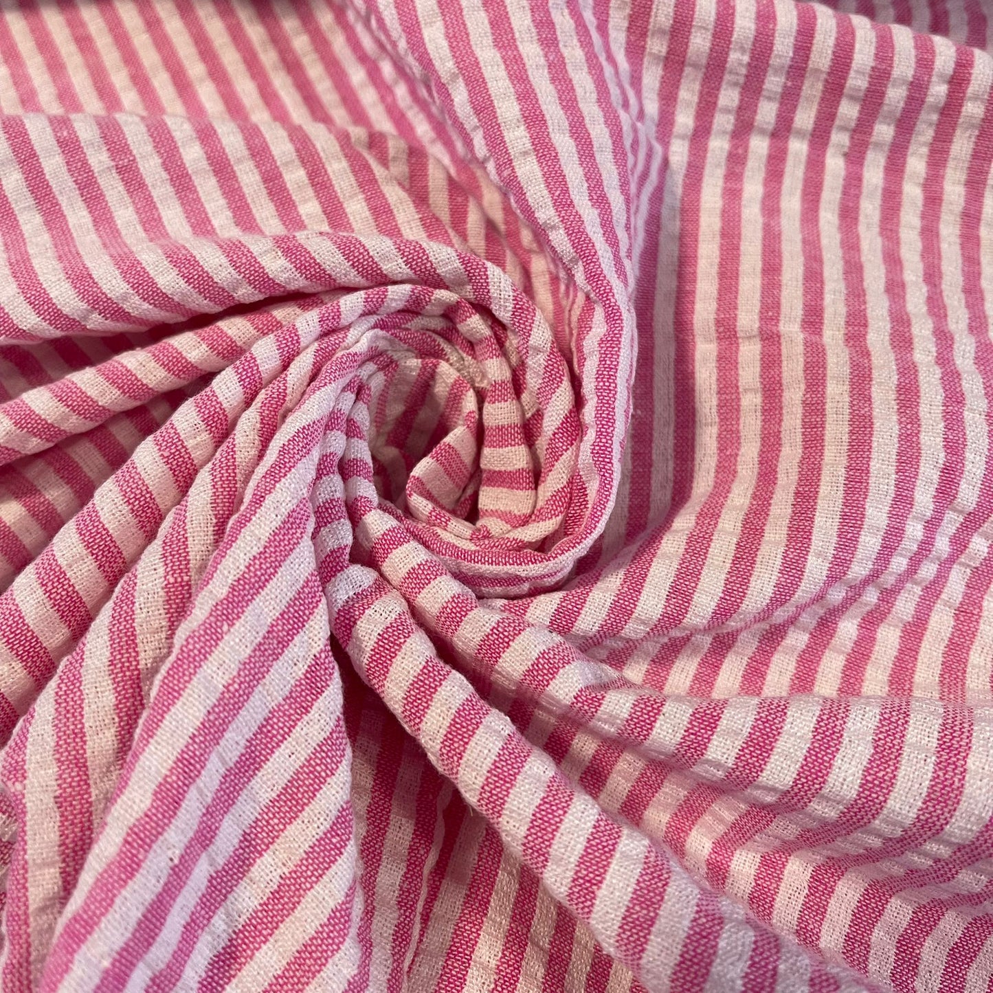 100% Cotton Seersucker Fabric Crush Stripe Costume Craft Dress Material 44" By The Meter