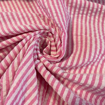 100% Cotton Seersucker Fabric Crush Stripe Costume Craft Dress Material 44" By The Meter