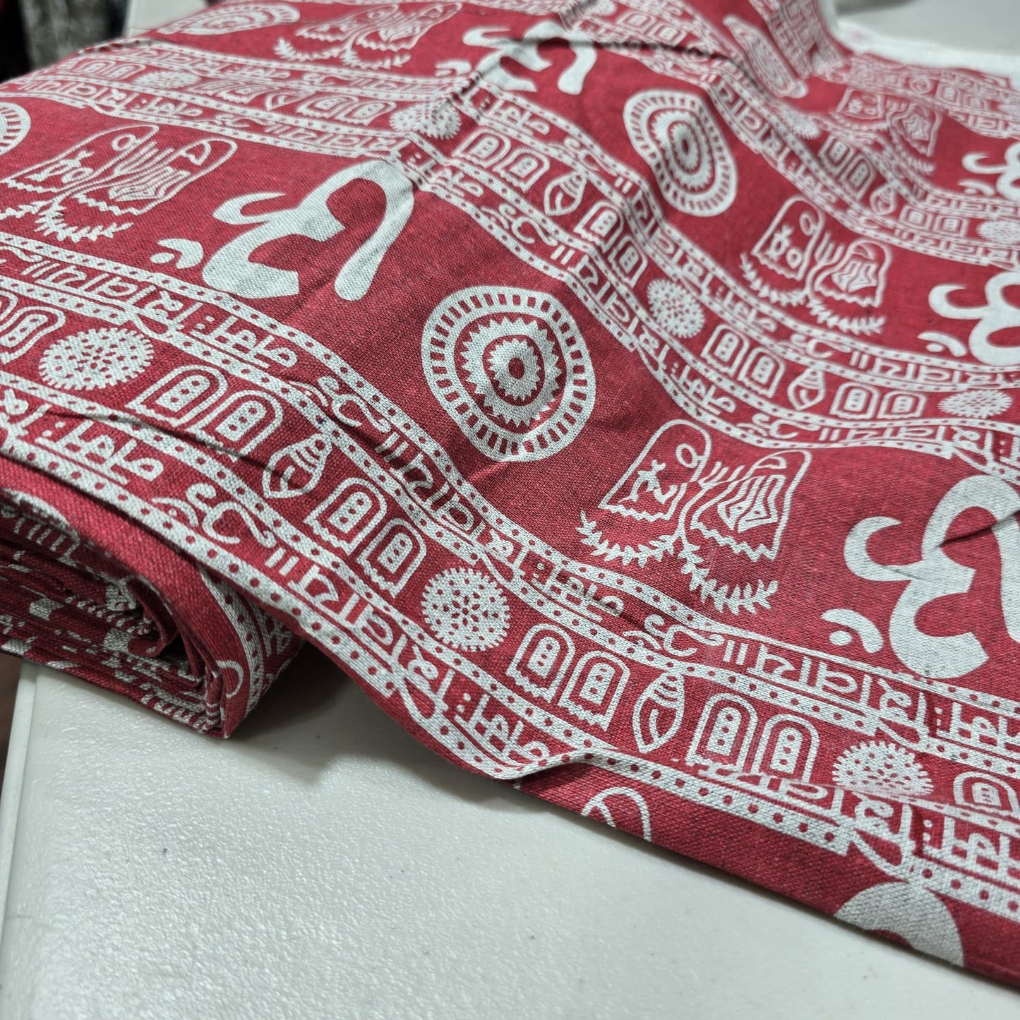 Om Symbol Cotton Linen Fabric 44" Wide | Spiritual Print Dressmaking, Craft & Home Décor Material by the Metre