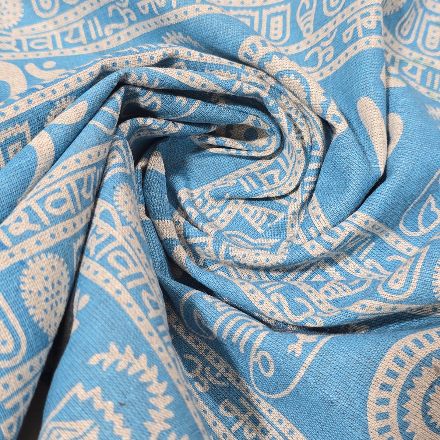 Om Symbol Cotton Linen Fabric 44" Wide | Spiritual Print Dressmaking, Craft & Home Décor Material by the Metre