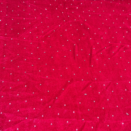Hot Pink Soft Stud Velour Velvet Fabric Stretch Dress Craft Material 58" Wide By The Meter