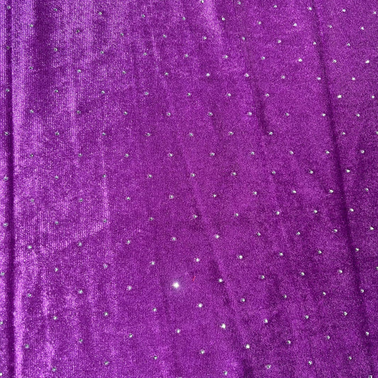 Purple Soft Stud Velour Velvet Fabric Stretch Dress Craft Material 58" Wide By The Meter