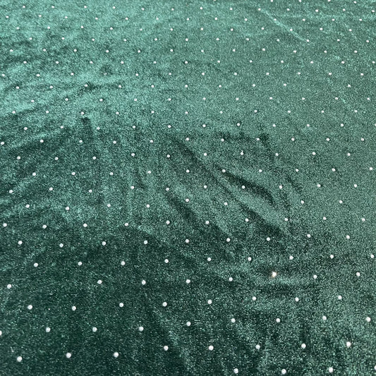 Bottle Green Soft Stud Velour Velvet Fabric Stretch Dress Craft Material 58" Wide By The Meter