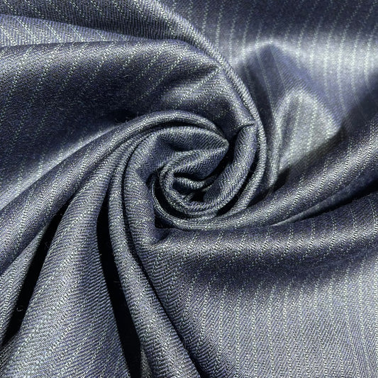 Navy Stripe Polyester Cashmere Suiting Fabric Suit Trouser Dress Material By The Meter 58" Wide
