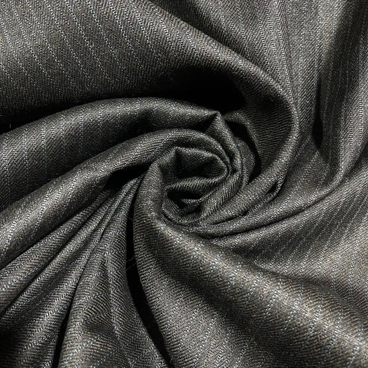 Black Stripe Polyester Cashmere Suiting Fabric Suit Trouser Dress Material By The Meter 58" Wide