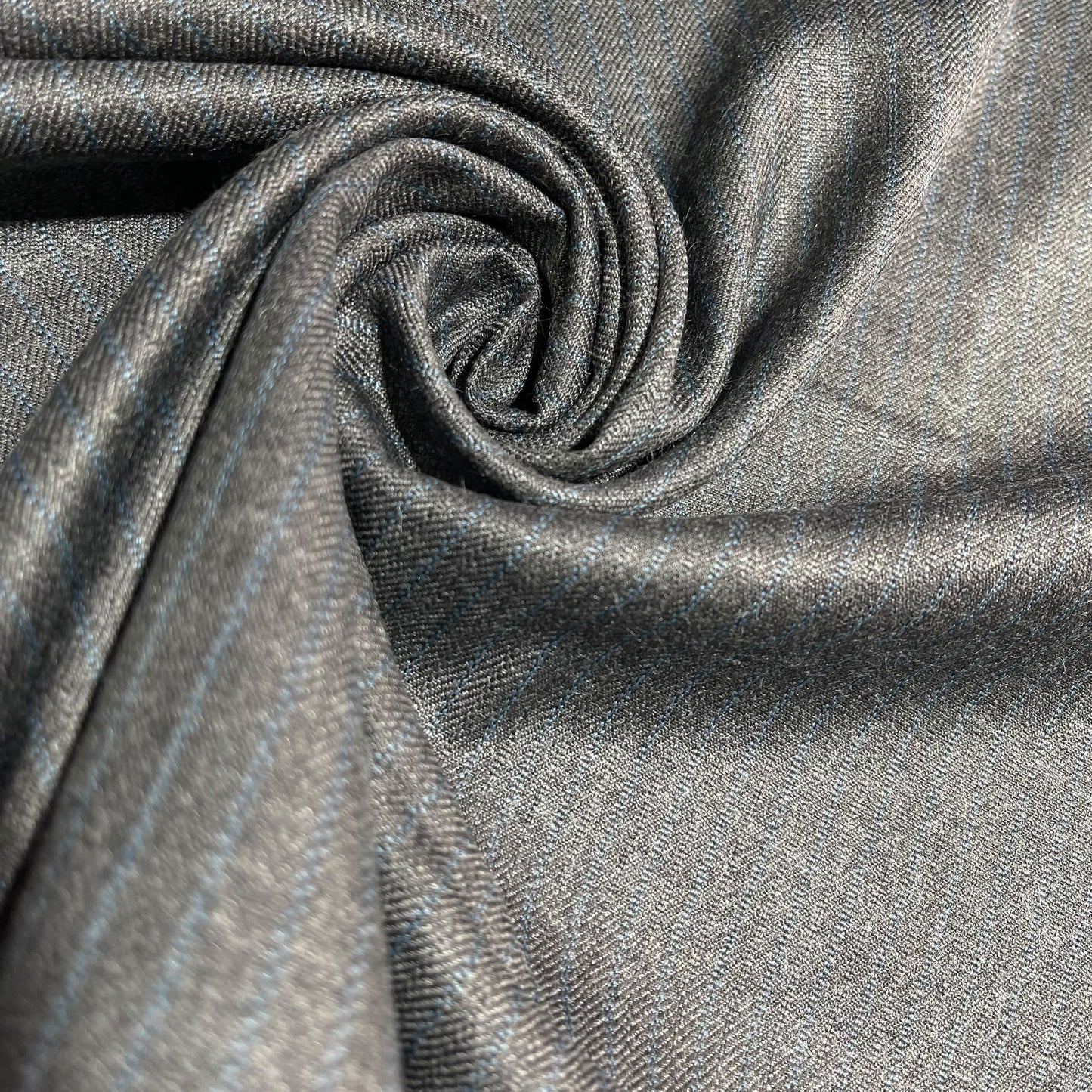 Charcoal Grey Stripe Polyester Cashmere Suiting Fabric Suit Trouser Dress Material By The Meter 58" Wide