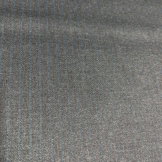 Charcoal Grey Stripe Polyester Cashmere Suiting Fabric Suit Trouser Dress Material By The Meter 58" Wide