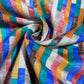 Bright Multi Broken Stripe Blocks Cotton Rich Half Panama 55" Wide Dress Craft Fabric By The Meter