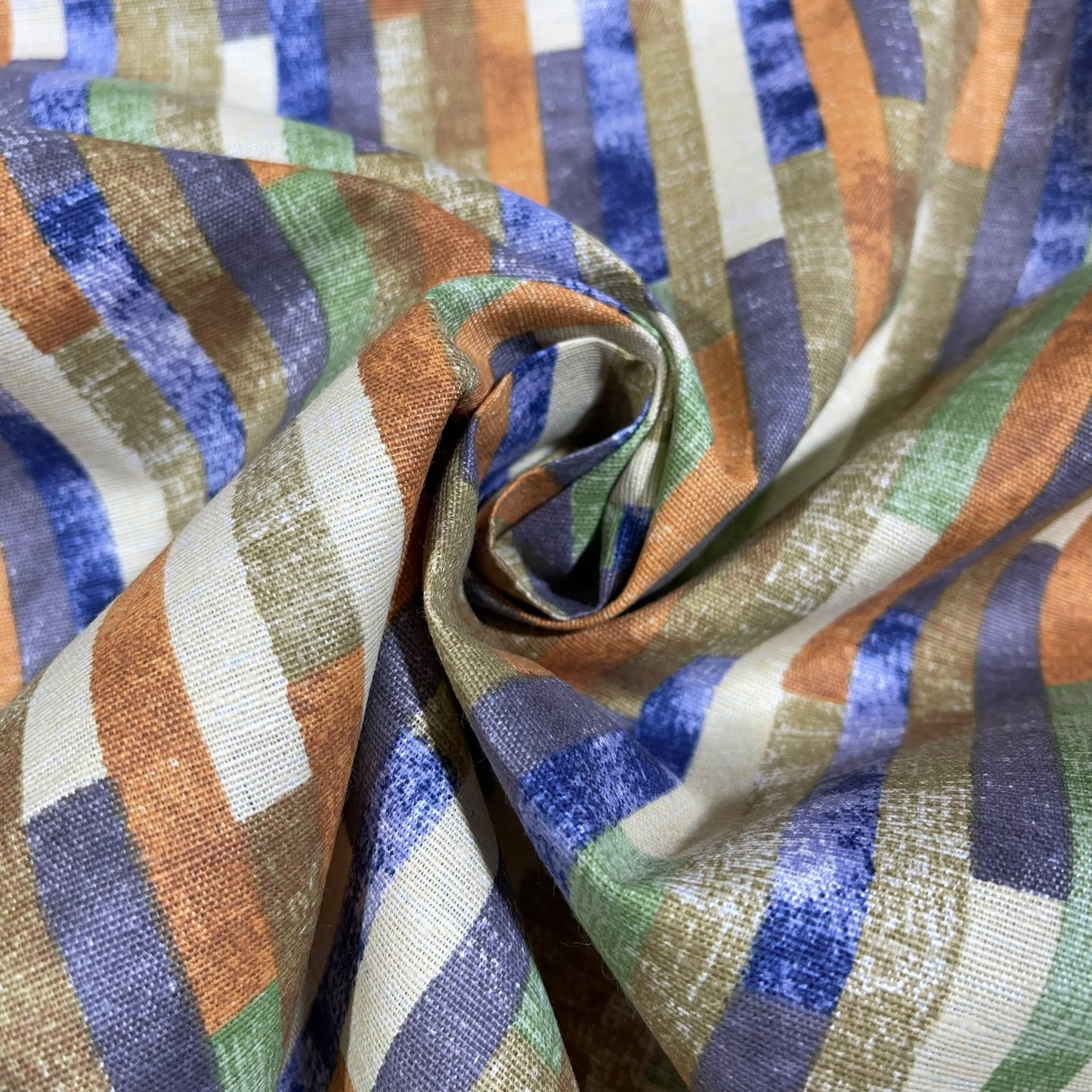 Abstract Broken Stripe Blocks Cotton Rich Half Panama 55" Wide Dress Craft Fabric By The Meter