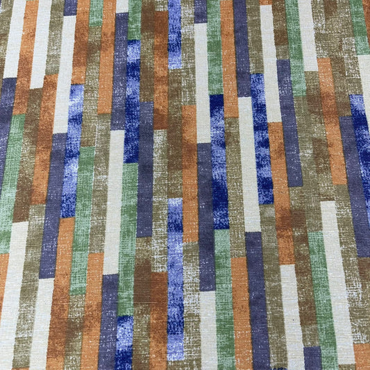 Abstract Broken Stripe Blocks Cotton Rich Half Panama 55" Wide Dress Craft Fabric By The Meter