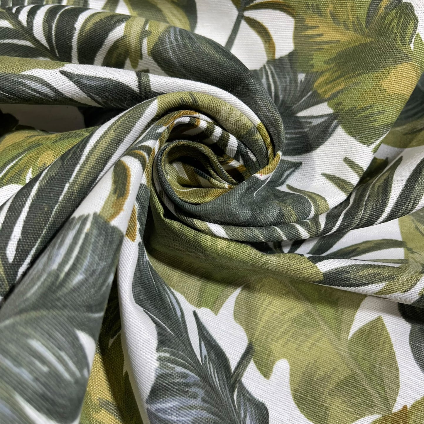 Tropical Leaf Print Cotton Rich Half Panama 55" Wide Dress Craft Fabric By The Meter