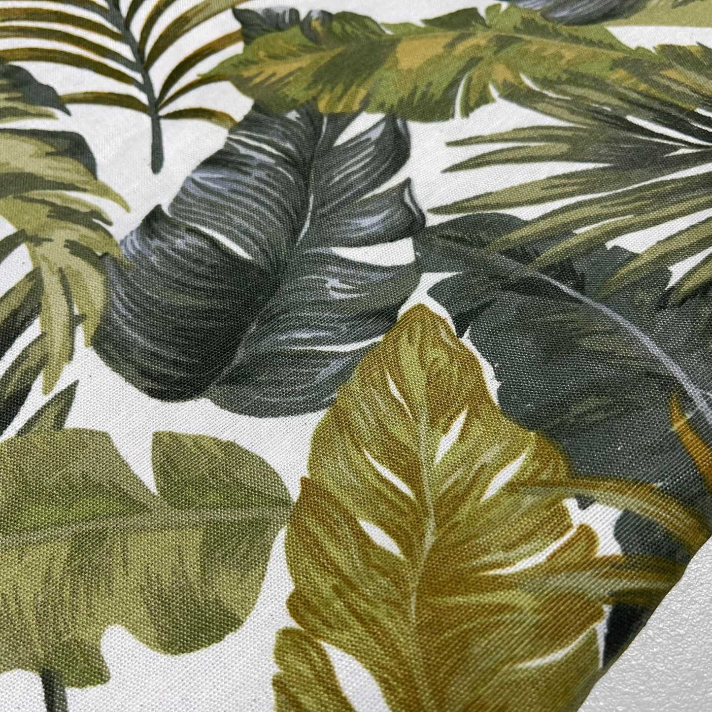 Tropical Leaf Print Cotton Rich Half Panama 55" Wide Dress Craft Fabric By The Meter