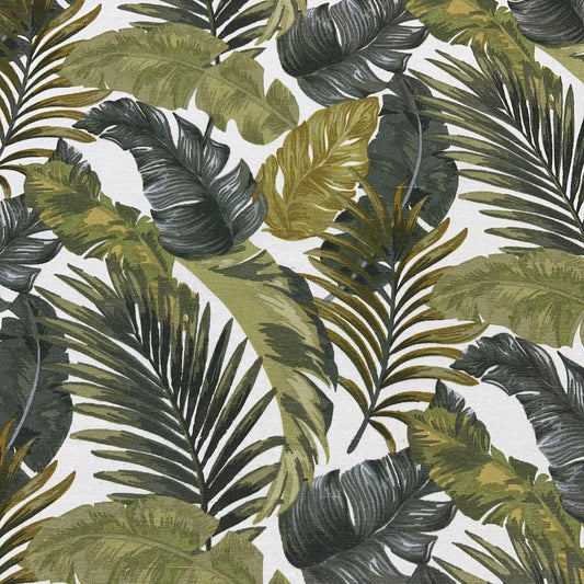 Tropical Leaf Print Cotton Rich Half Panama 55" Wide Dress Craft Fabric By The Meter
