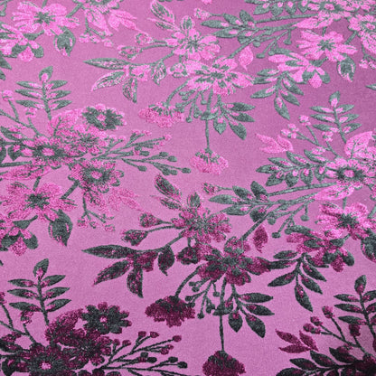 Wine Floral Velvet Devore & Plain Wool Peach Skin Fabric 58" Wide – Mix & Match Powder Touch Fabric By The Metre