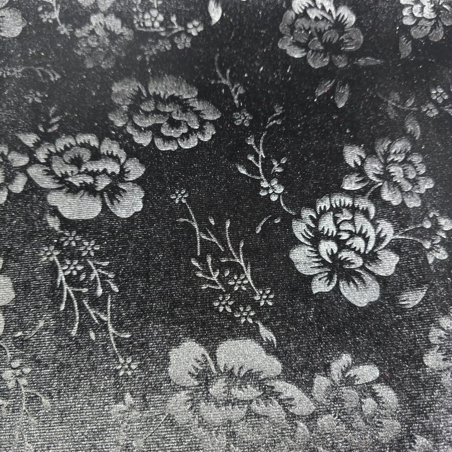 Black Stretch Velvet Fabric 58" Wide – Embossed Floral & Plain Matching Velvet Mix & Match By The Metre