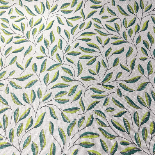 Meadow Leaves Cotton Rich Linen Look Printed Panama Craft & Home Décor Fabric 55" Wide By The Meter