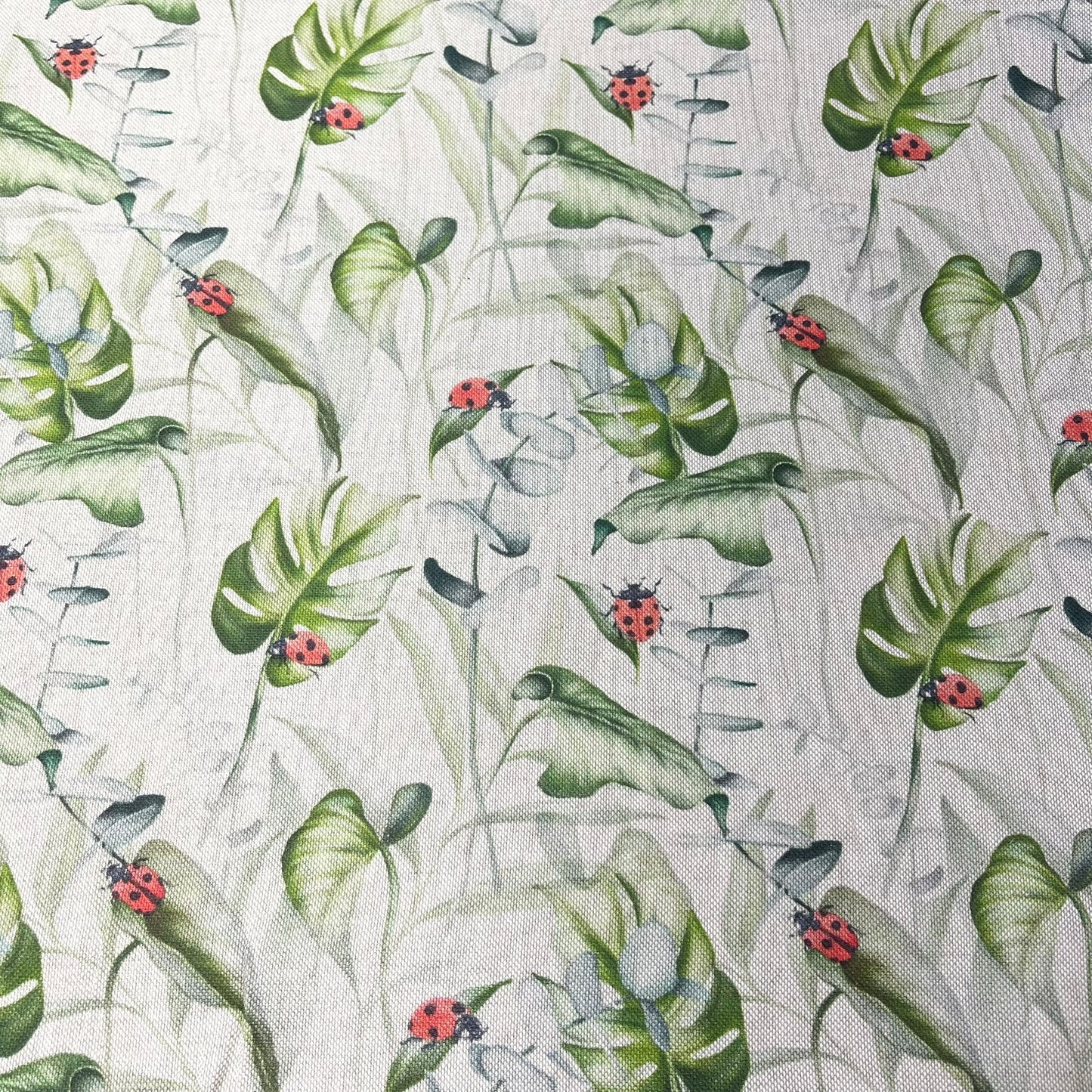 Ladybug Garden Cotton Rich Linen Look Printed Panama Craft & Home Décor Fabric 55" Wide By The Meter