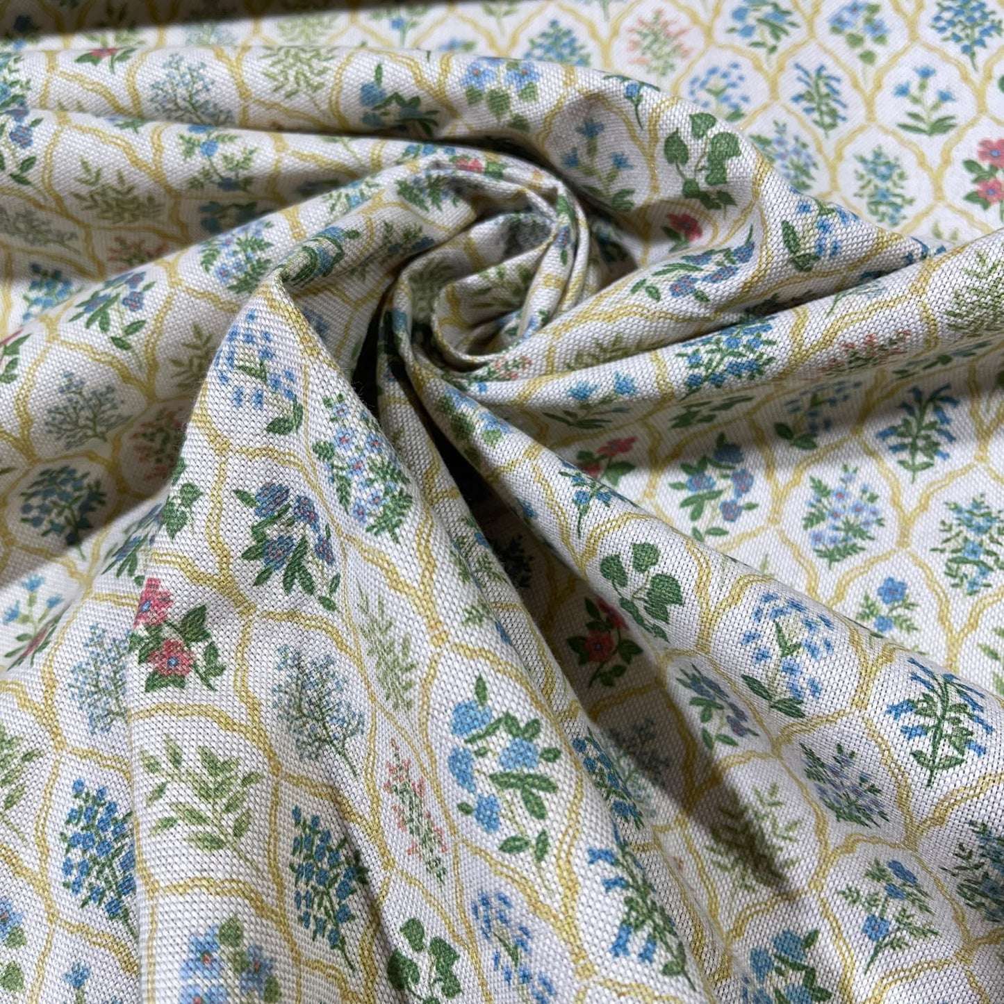 Floral Mosaic Cotton Rich Linen Look Printed Panama Craft & Home Décor Fabric 55" Wide By The Meter