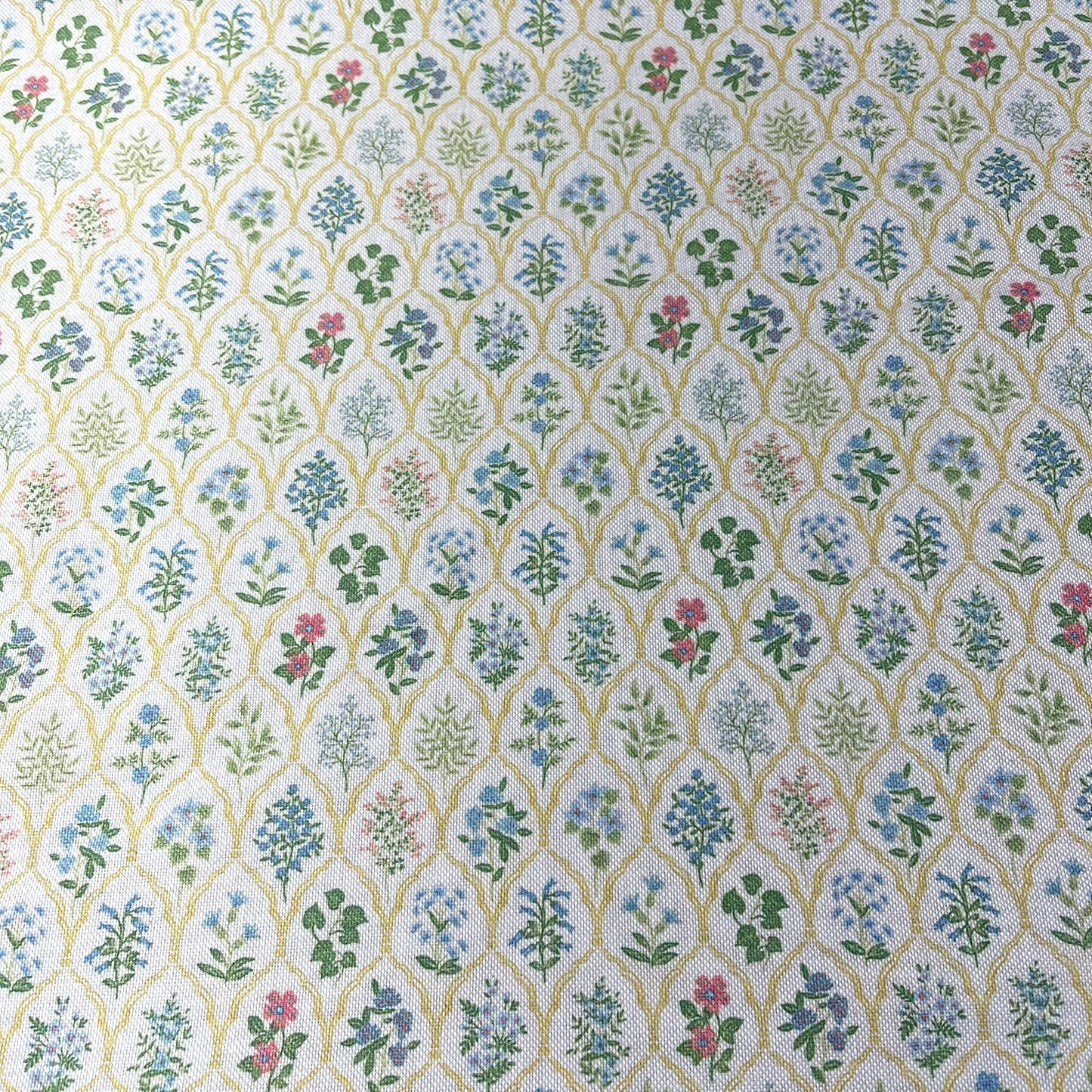 Floral Mosaic Cotton Rich Linen Look Printed Panama Craft & Home Décor Fabric 55" Wide By The Meter