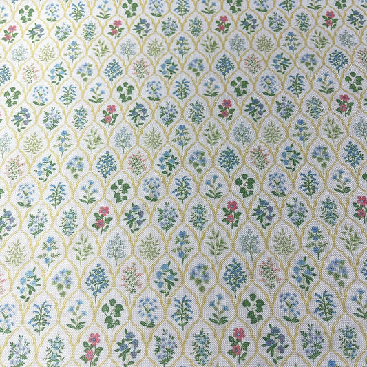 Floral Mosaic Cotton Rich Linen Look Printed Panama Craft & Home Décor Fabric 55" Wide By The Meter